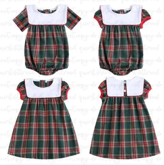 Plaid Christmas Bubble Rompers & Dresses PREORDER